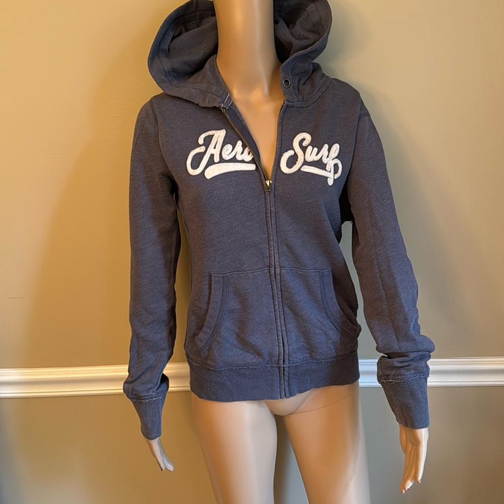 M Aero Surf Hoodie Zip Up Jersey Blue Women Girls Ladies Medium Aéropostale
